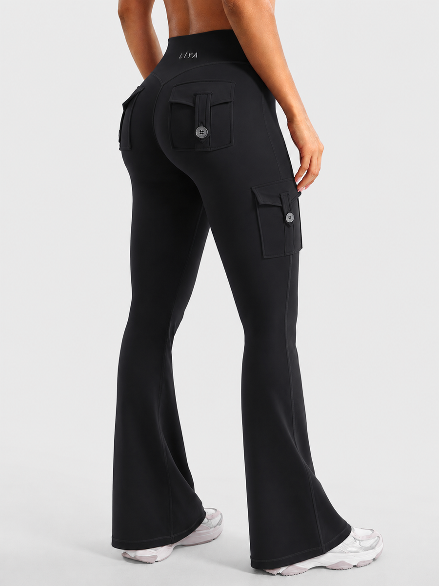 Legging LÏYA Cargo — Flare Taille Haute, Poches Cargo