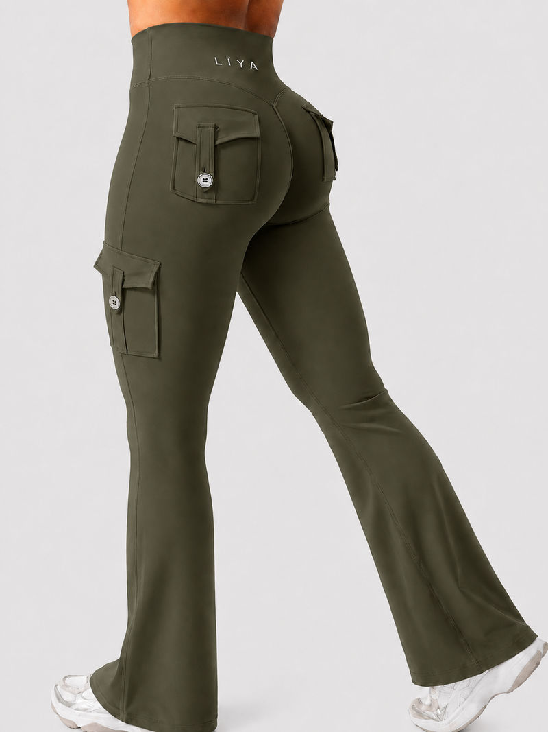 Legging LÏYA Cargo — Flare Taille Haute, Poches Cargo