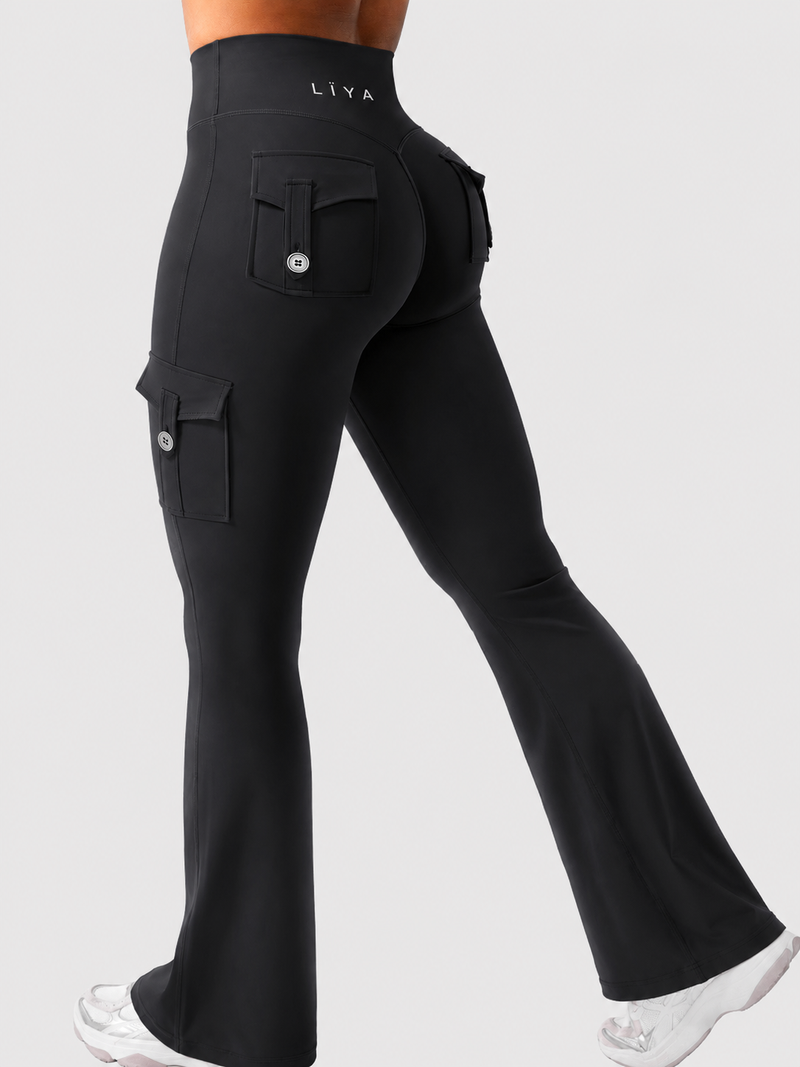 Legging LÏYA Cargo — Flare Taille Haute, Poches Cargo