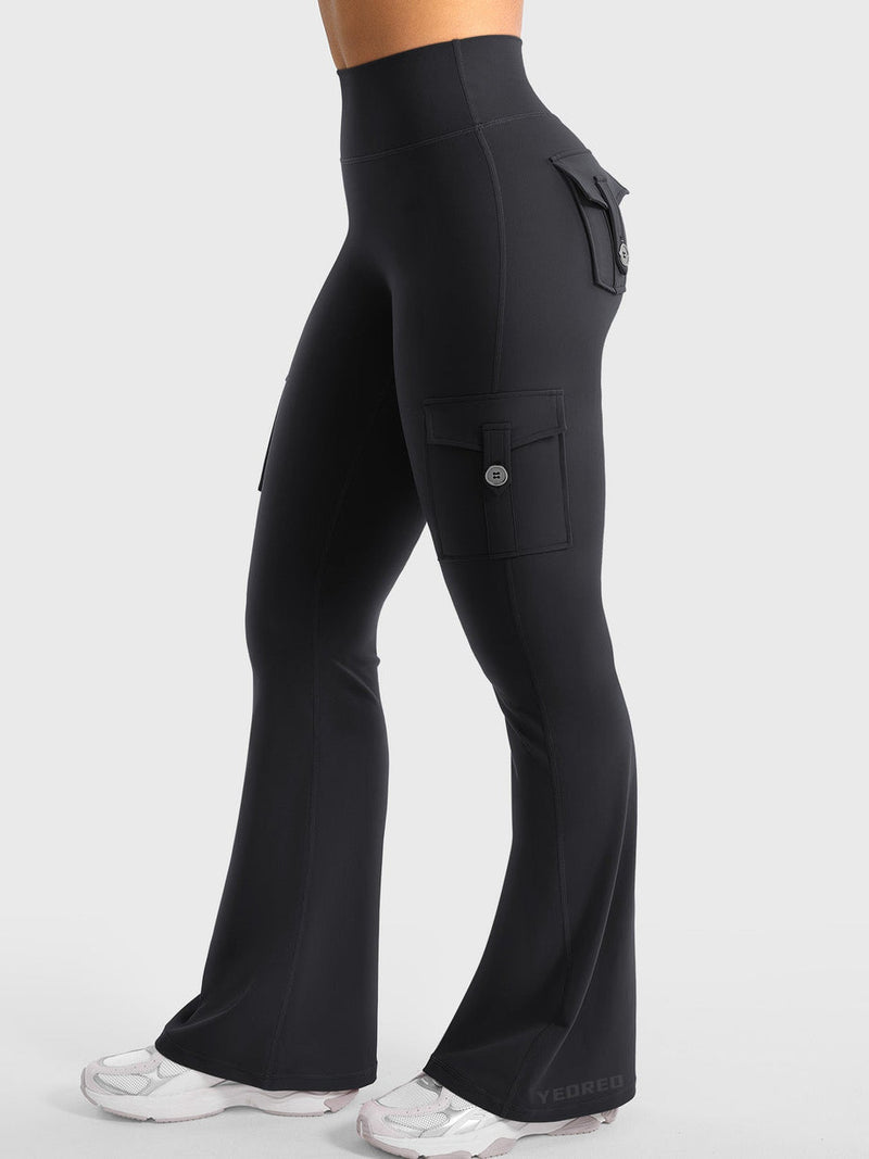 Legging LÏYA Cargo — Flare Taille Haute, Poches Cargo