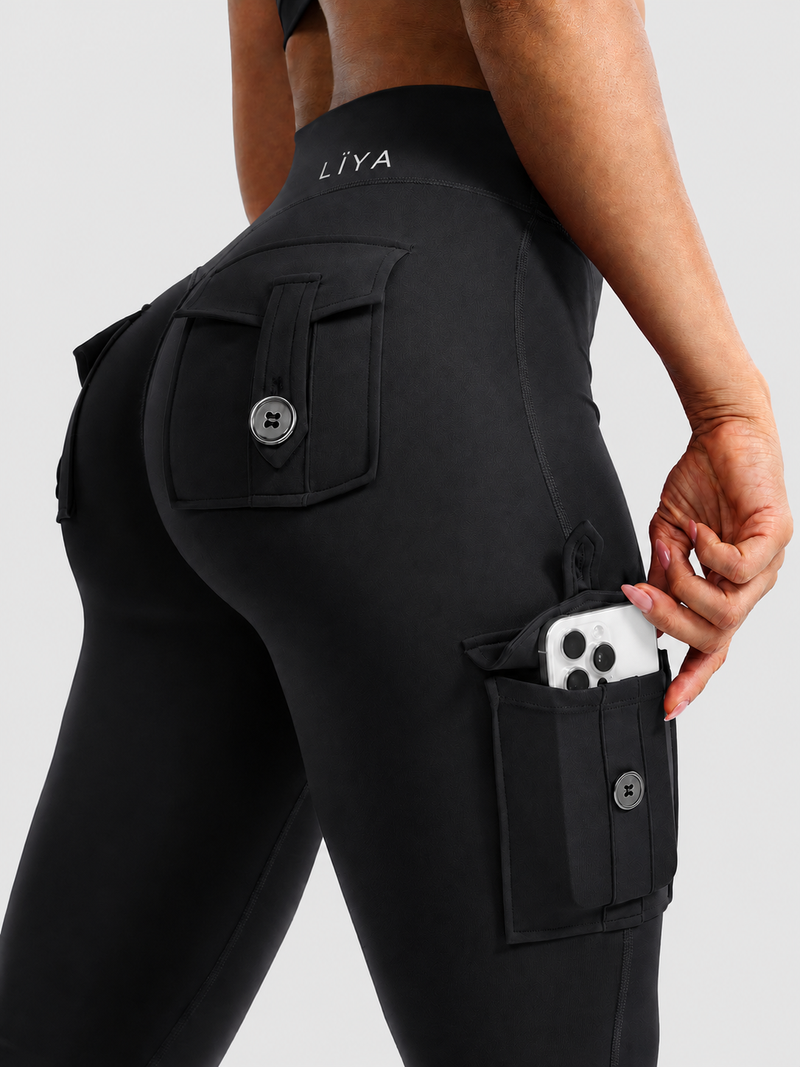 Legging LÏYA Cargo — Flare Taille Haute, Poches Cargo