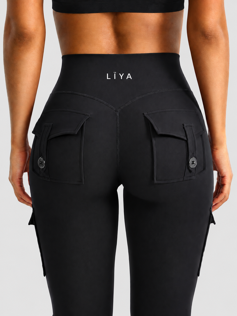 Legging LÏYA Cargo — Flare Taille Haute, Poches Cargo