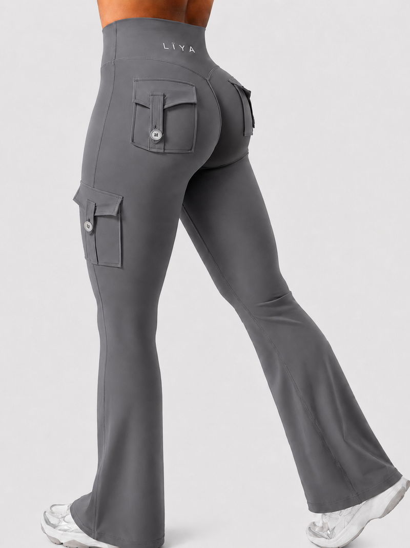 Legging LÏYA Cargo — Flare Taille Haute, Poches Cargo