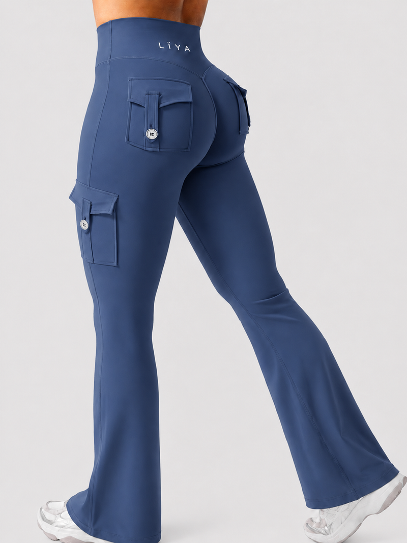 Legging LÏYA Cargo — Flare Taille Haute, Poches Cargo