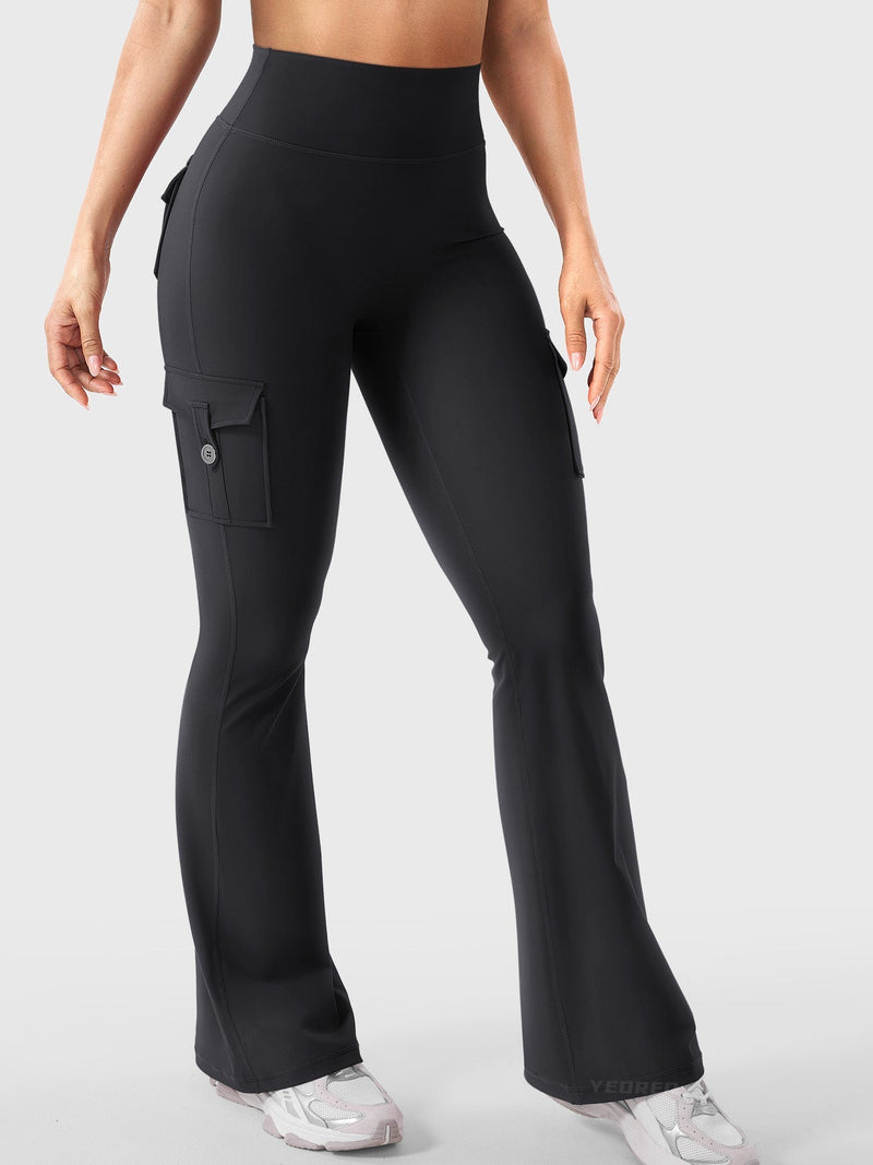 Legging LÏYA Cargo — Flare Taille Haute, Poches Cargo