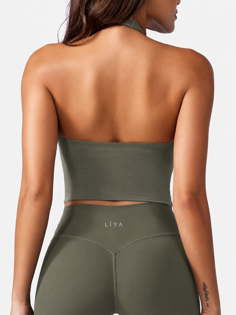 Top LÏYA Nude — Dos Nu Col V, Coussins Intégrés