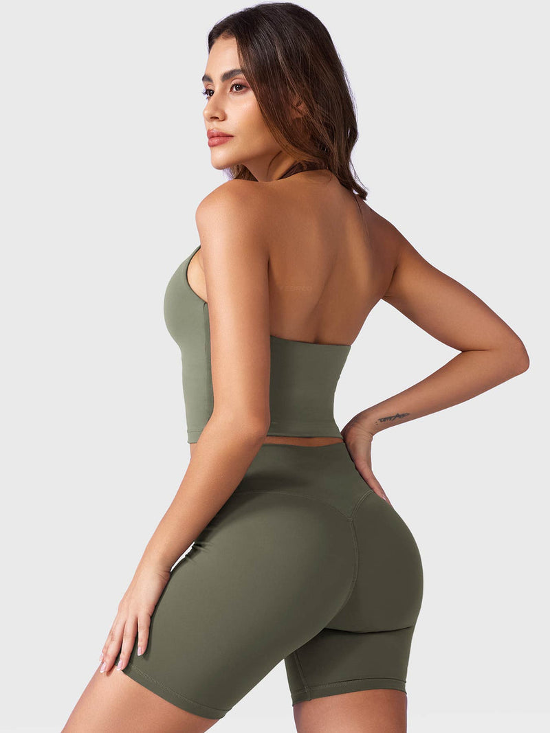 Top LÏYA Nude — Dos Nu Col V, Coussins Intégrés